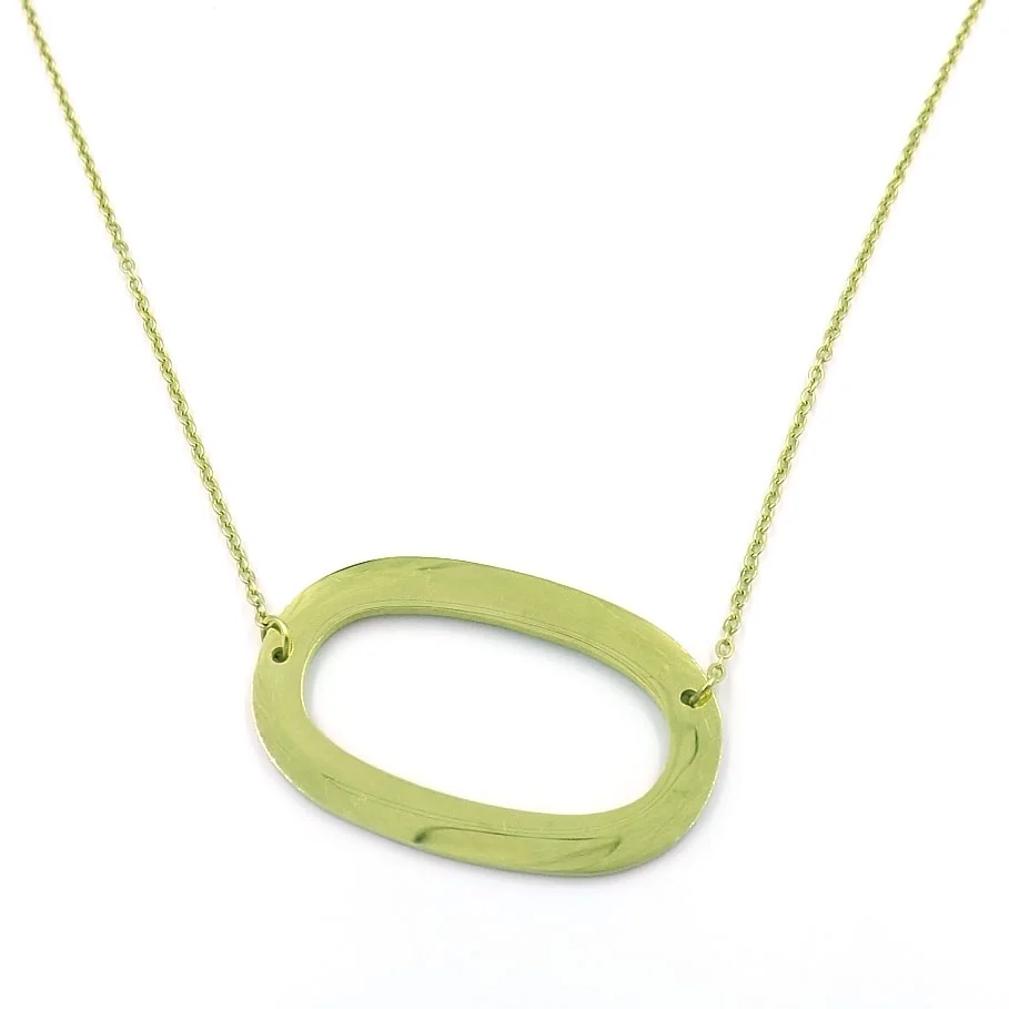 Collar Acero Inoxidable Dorado Letra O Gigante
