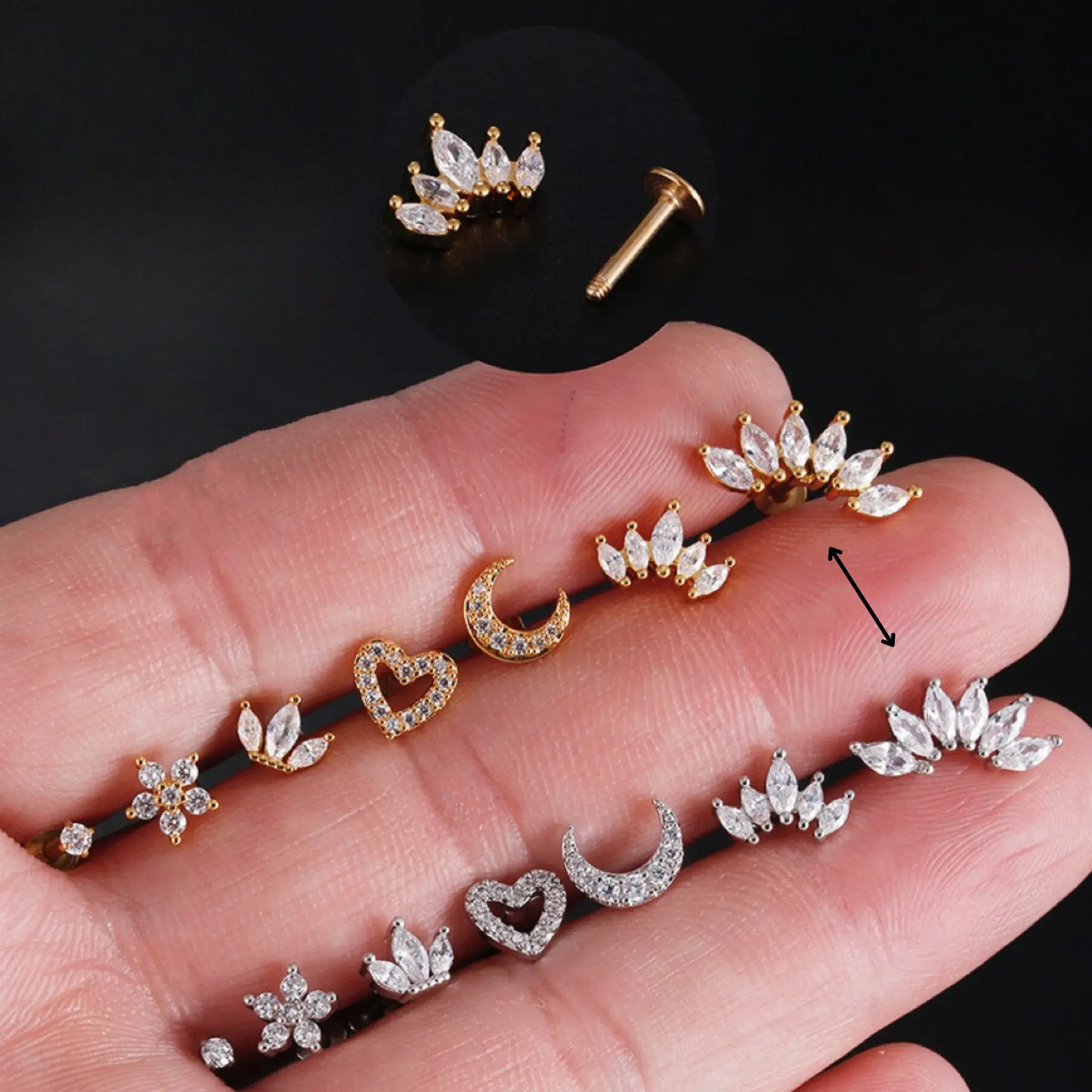 Piercing de Oreja Acero Trepador Seis Hojas Marquesa