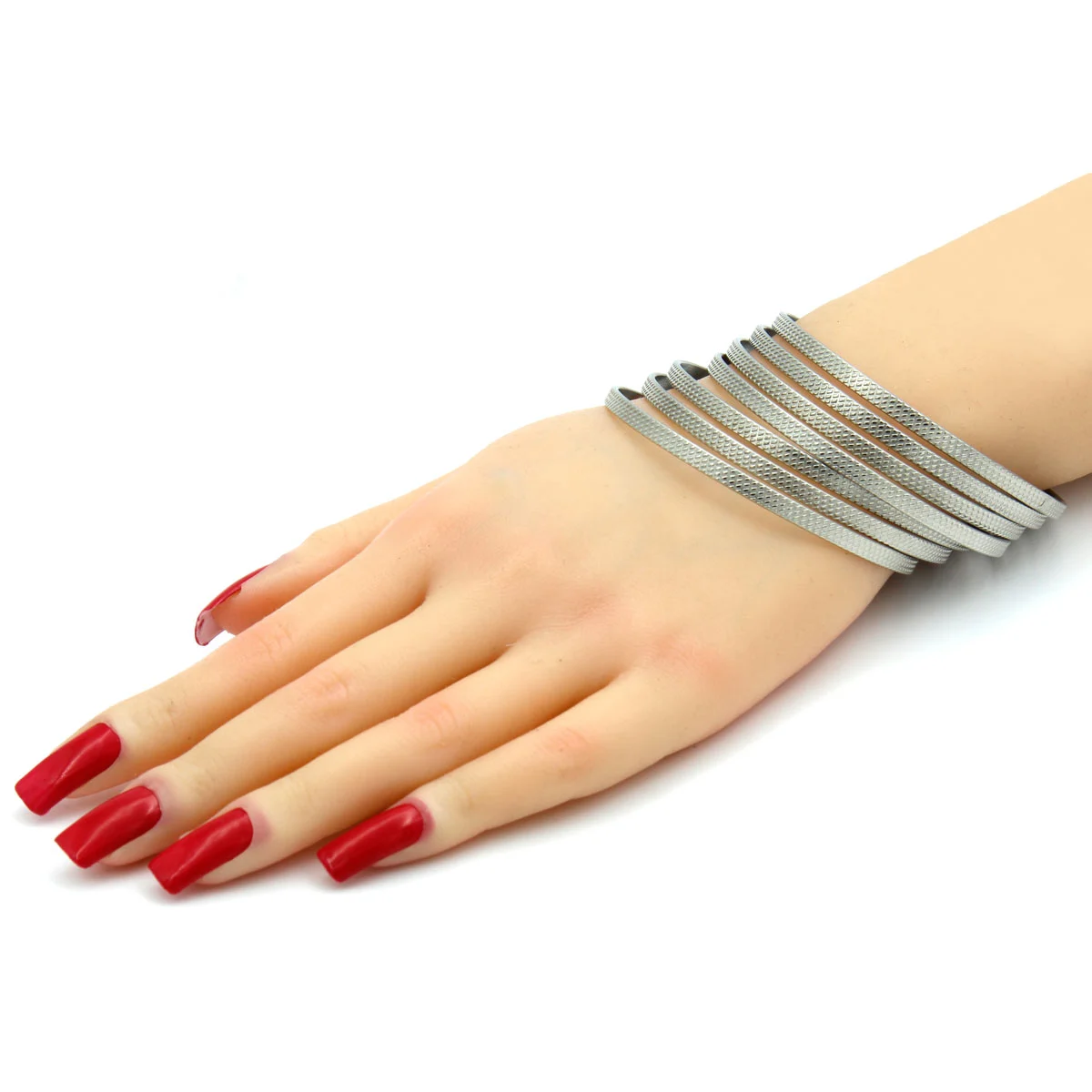 Pulsera Brazalete Acero Plateado Semanario Grabado Lineal