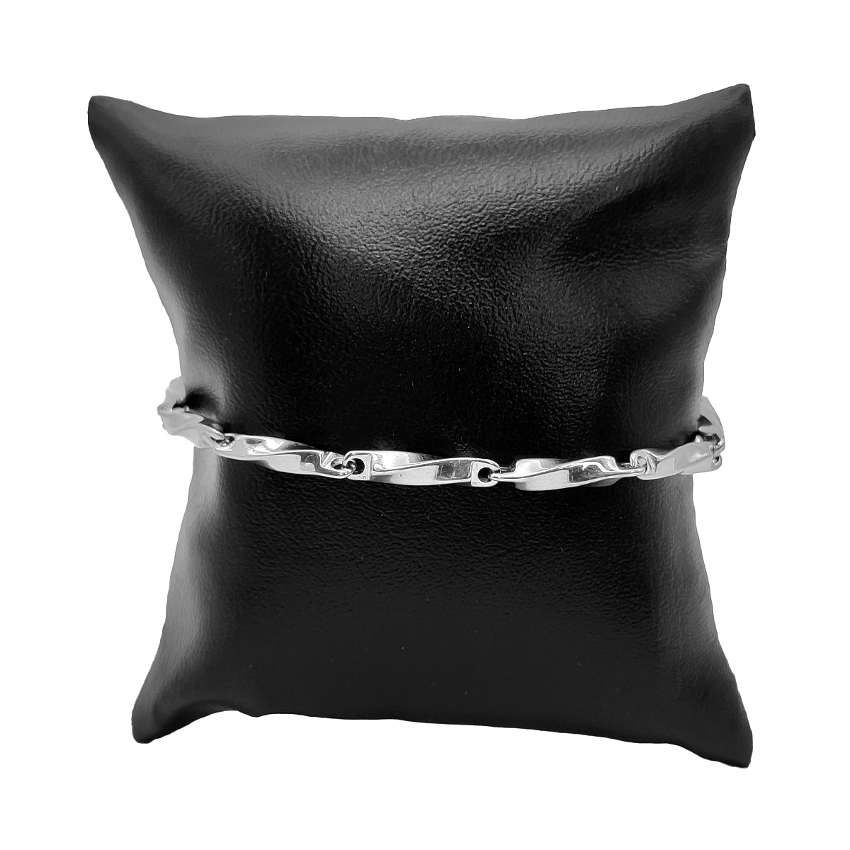 Pulsera Acero Plateado Esclava Eslabón Pilar Torcido