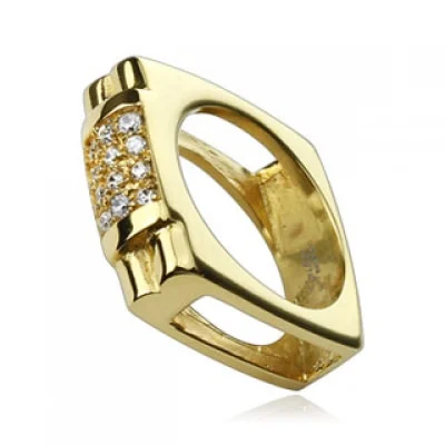 Anillo Acero Inoxidable en Dorado Diseño Luxury Square