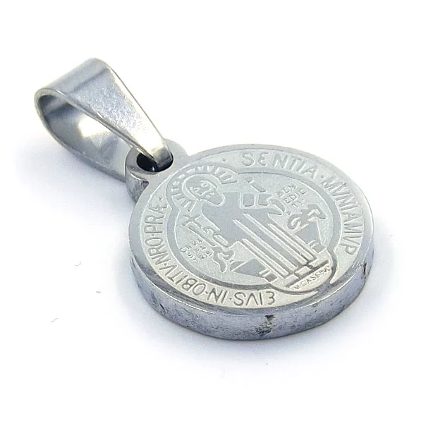 Dije de Acero Medalla Plateada San Benito 12mm