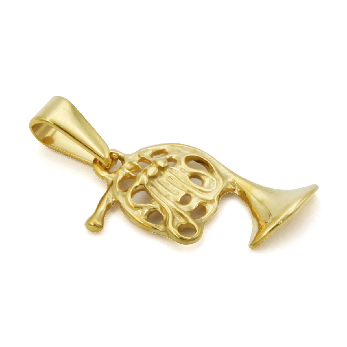 Dije Acero Dorado Instrumento Musical Trompa de Viento