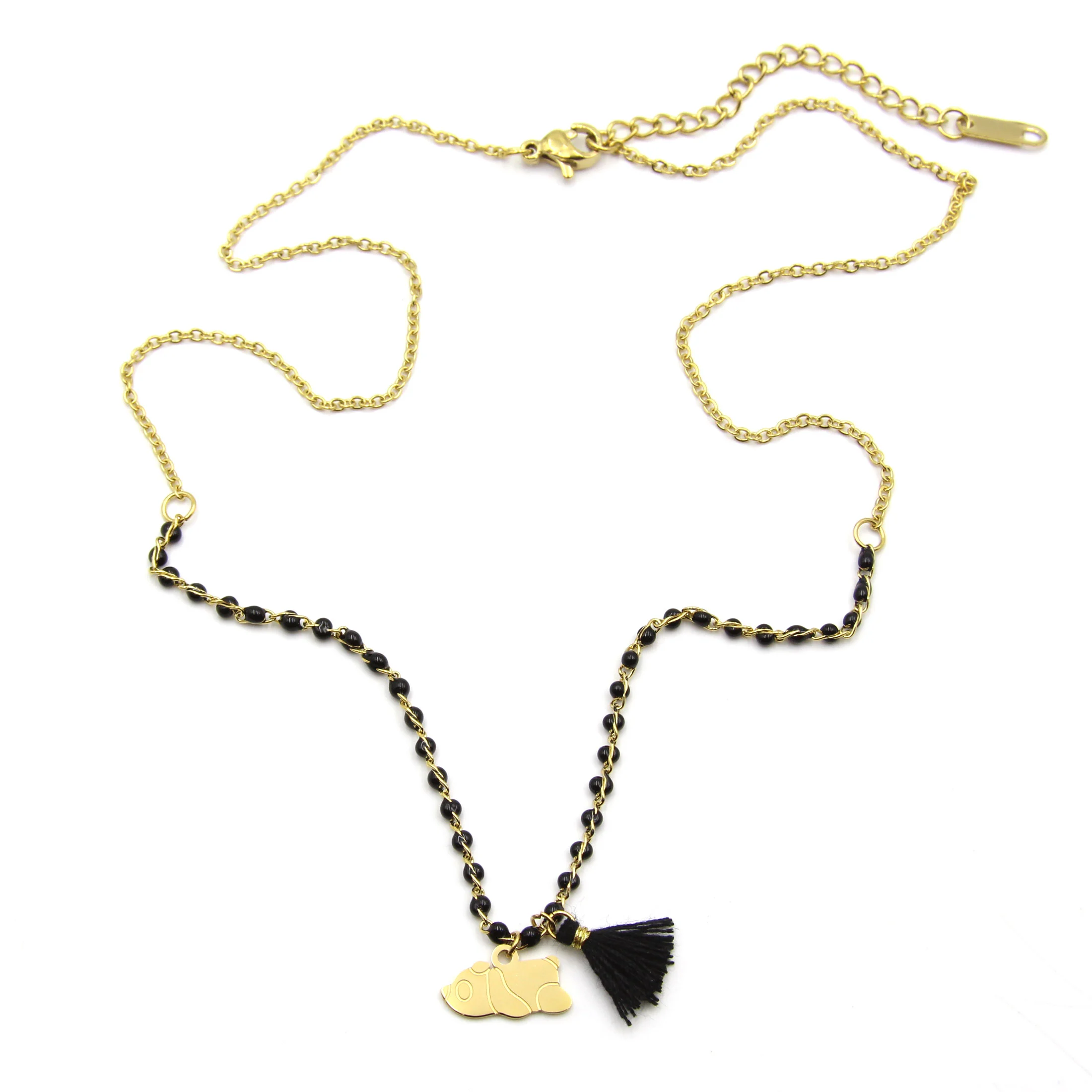 Collar Acero Dorado Pandita Oso Panda Minimalist