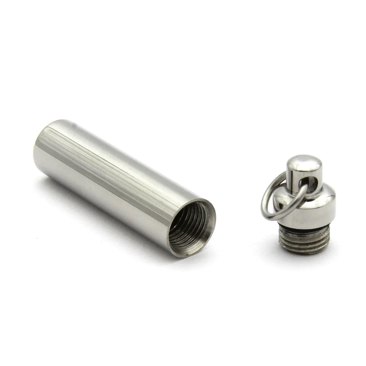 Dije Tipo Urna Cenizas Acero Plateado Cilindro 4.5cmx10mm