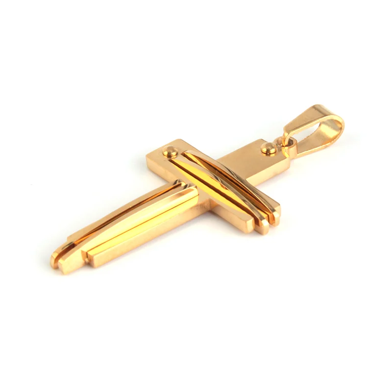 Dije Acero Inoxidable Dorado Cruz Moderna Power Gold