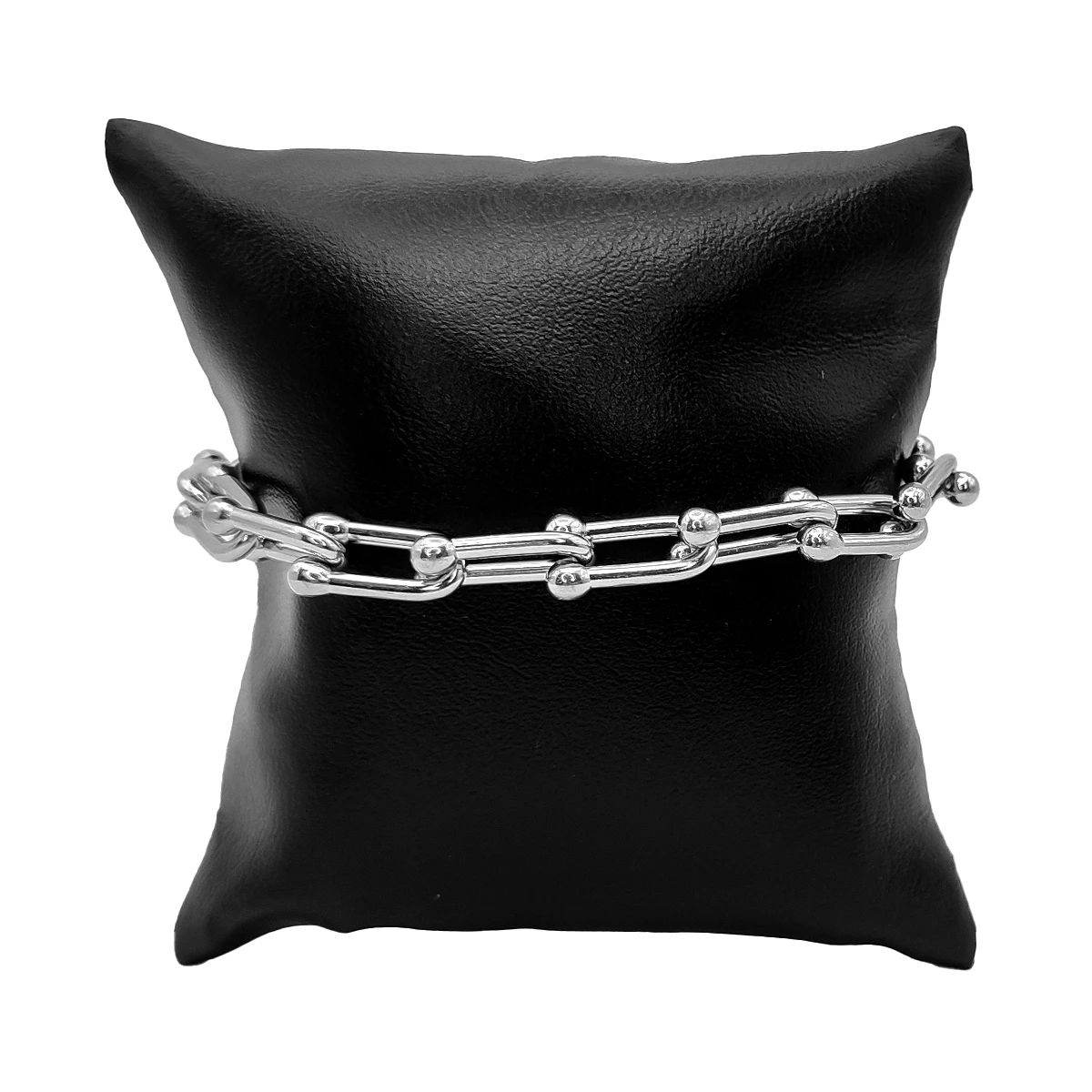 Pulsera Acero Plateado Esclava Tipo Hebilla Moderna 8 mm