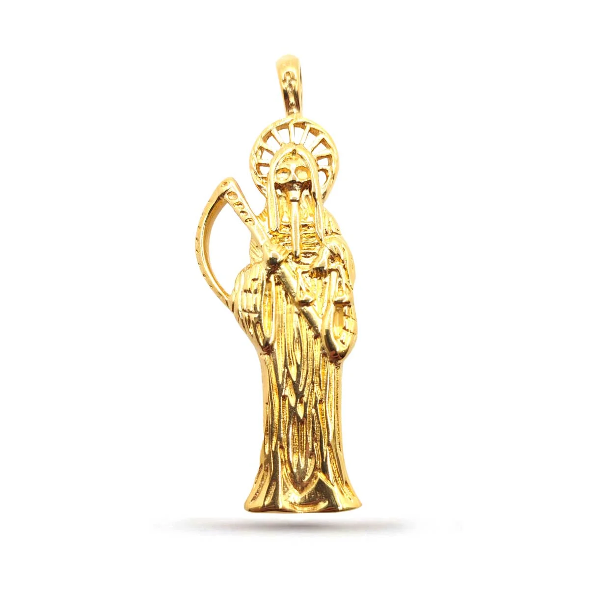 Dije Acero Inox Dorado Santa Muerte Religión 64 mm