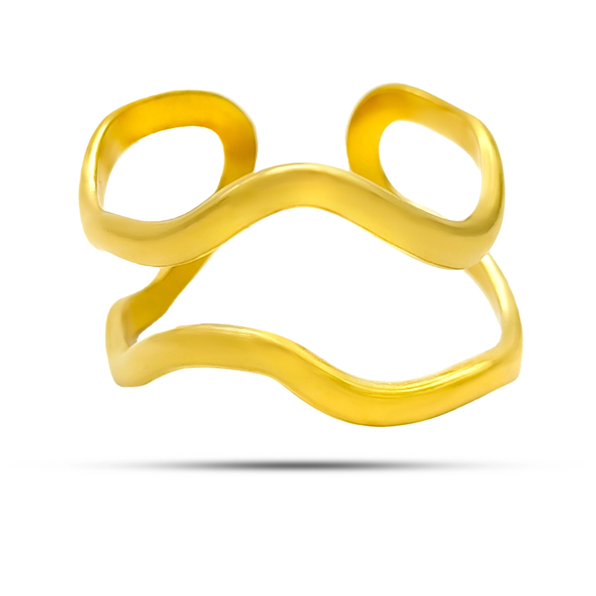 Anillo Acero Inox Doble Linea Irregular Delgada Ajustable
