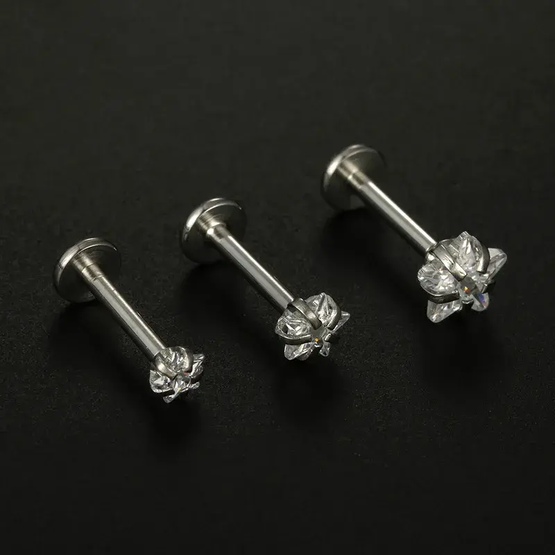 Piercing de Oreja Acero Estrella Zirconia Cubica Clara