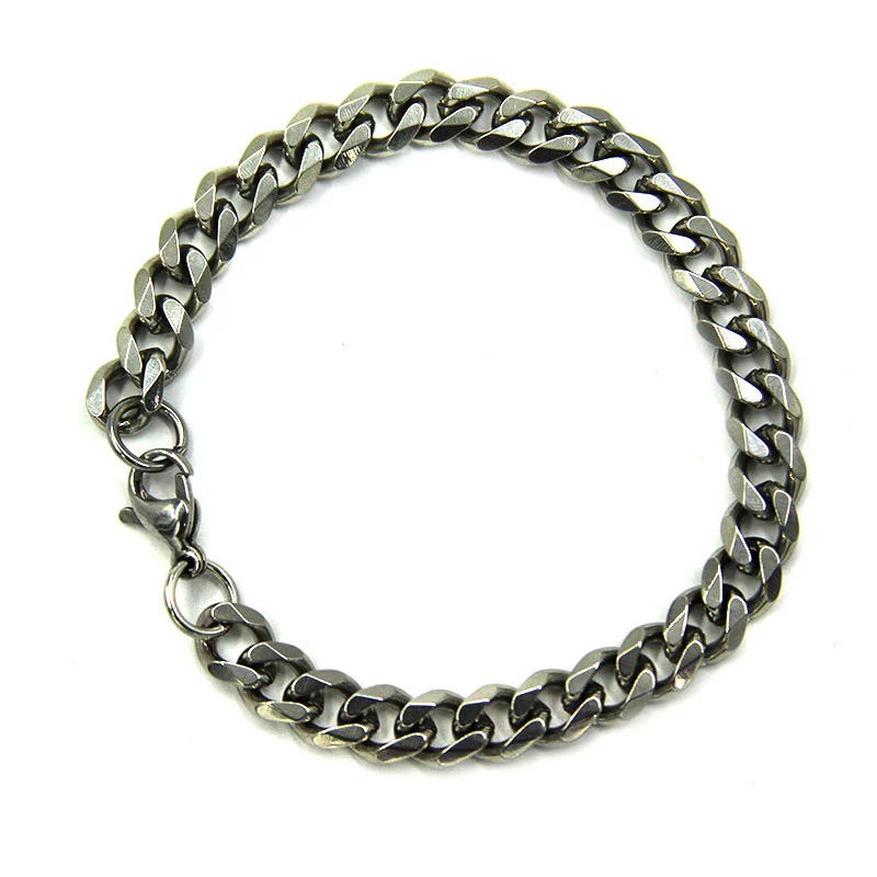 Pulsera Acero Inox Plateado Eslabon Tuerca 7Mm x 17Cm