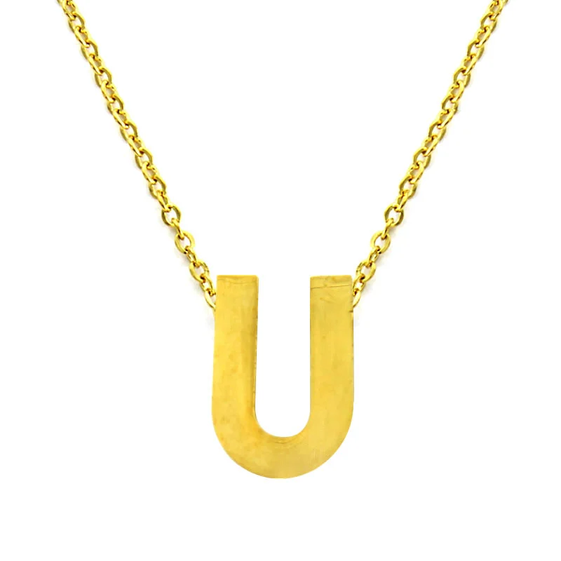 Collar Acero Inoxidable Dorado Letra U Pequeña Nice