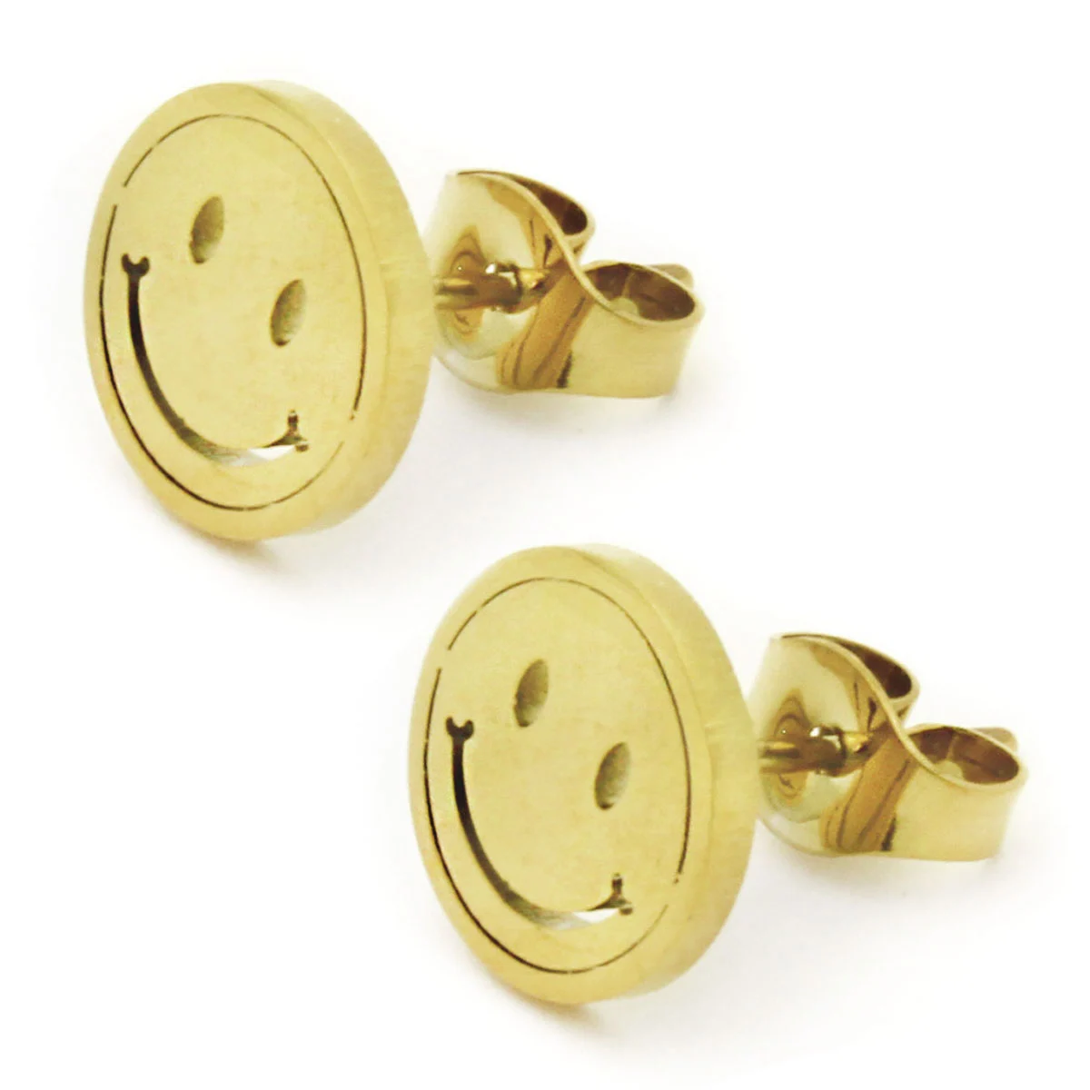 Set Joyeria Acero Dorado Happy Face Cara Feliz Lisa