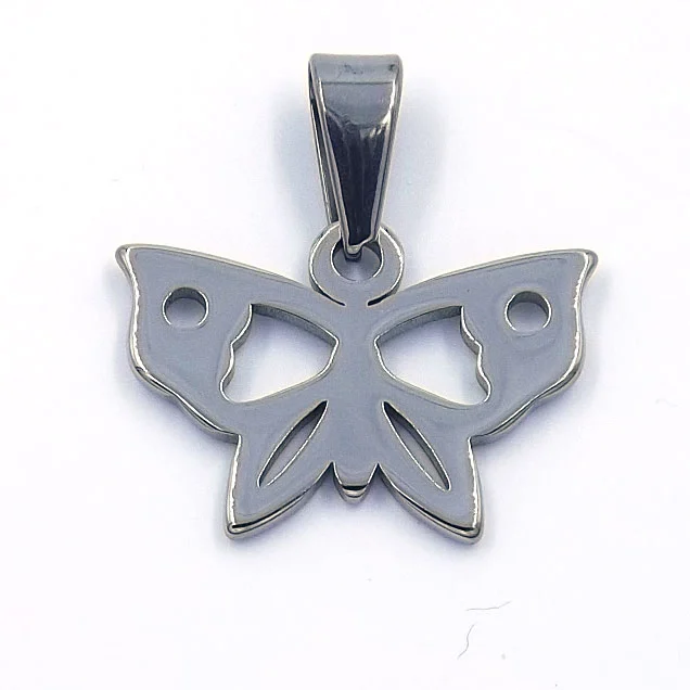 Dije Acero Inoxidable Plateado Mariposa Simétrica