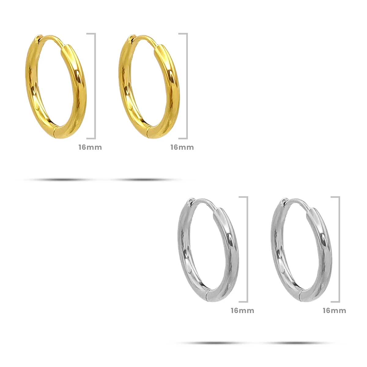 Aretes Acero Pendiente Huggies Aro Clásica 16 mm