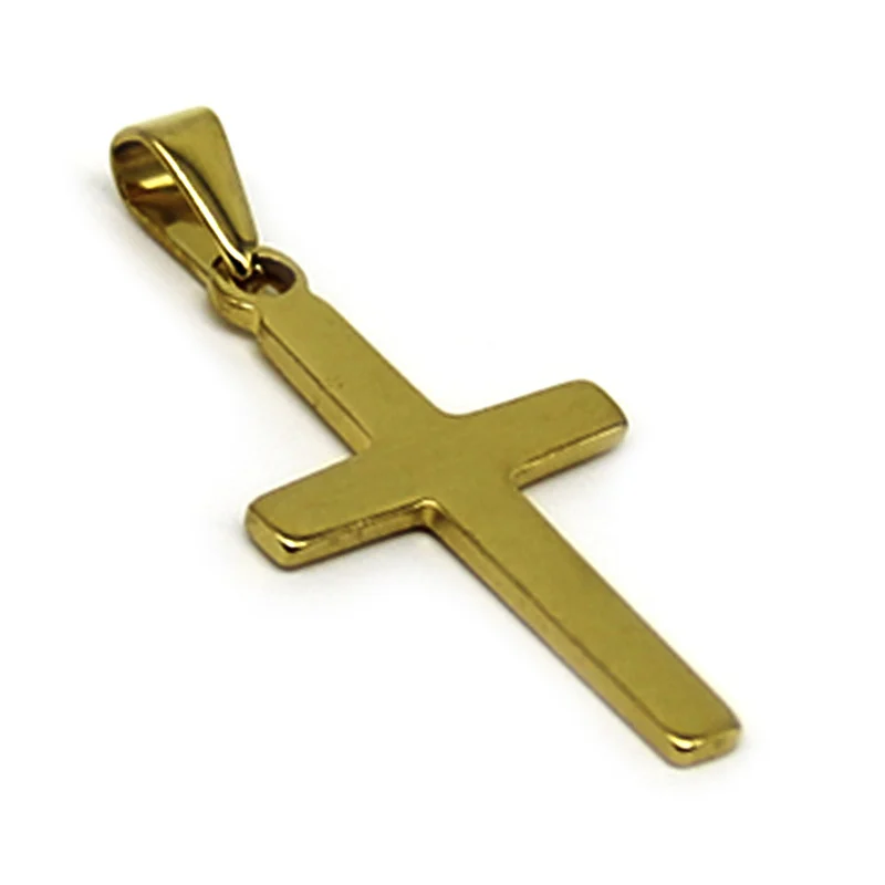 Dije Acero Inox Dorado Cruz Sencilla Lisa Religiosa
