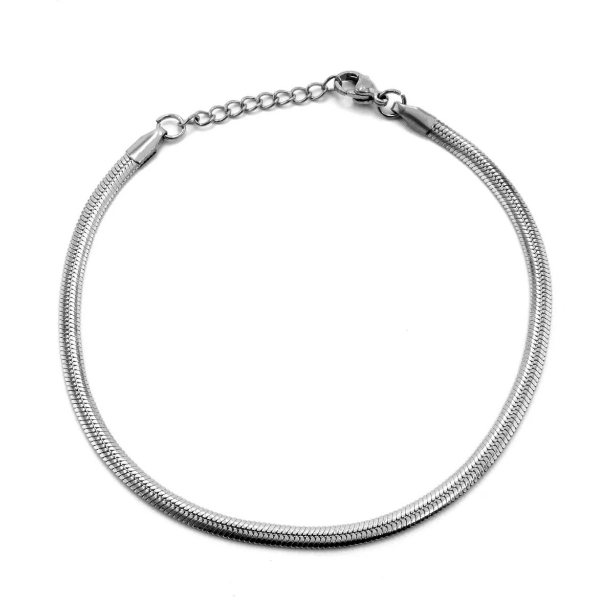 Tobillera Acero Inox Plateado Panza De Vibora Planchada