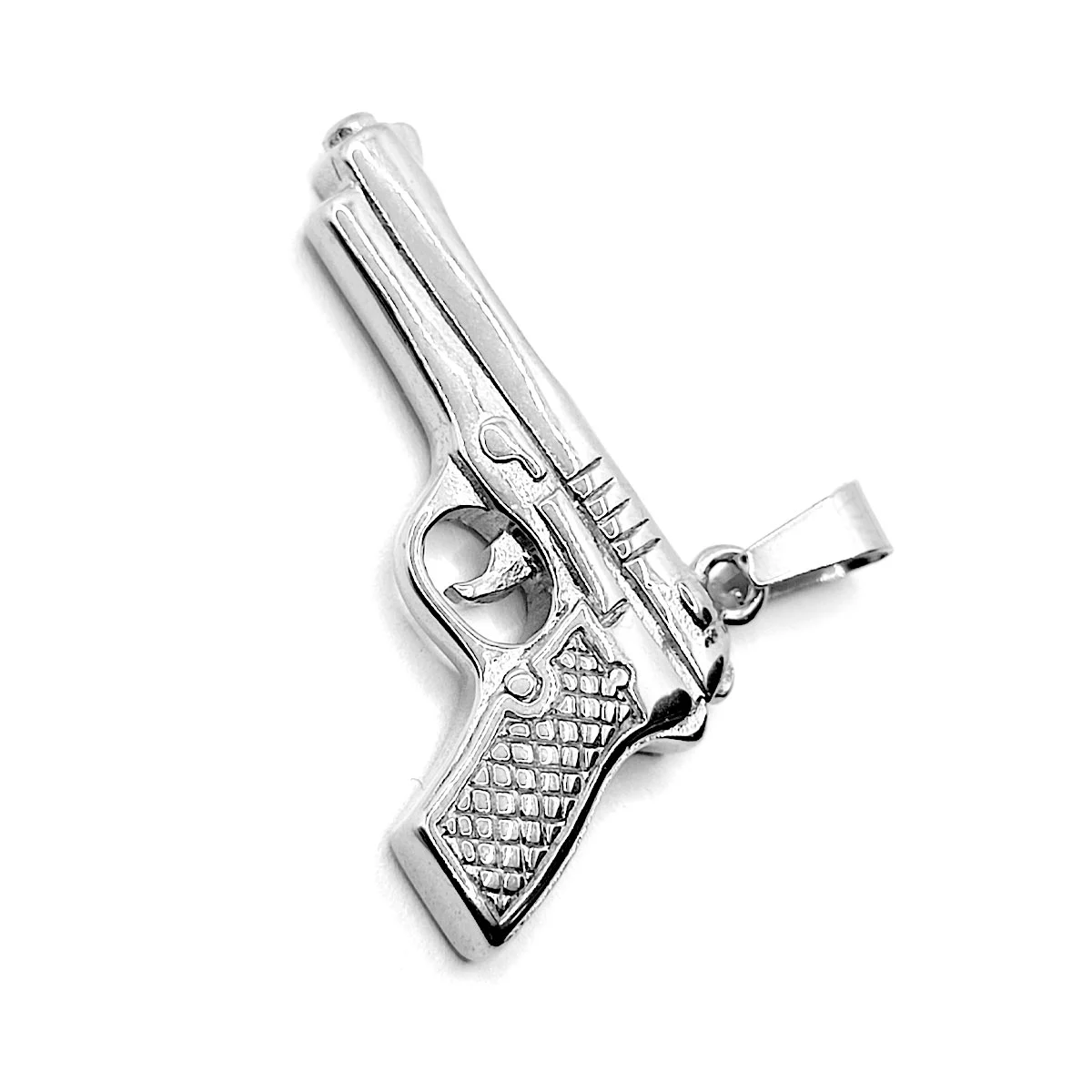 Dije Acero Plata Pistola Corta Arma Fuego Gatillo Grande