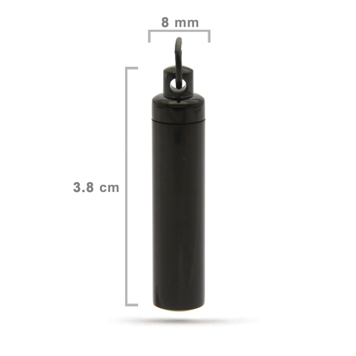 Dije Tipo Urna Cenizas Acero Negro Cilindro 3.8cmx8mm