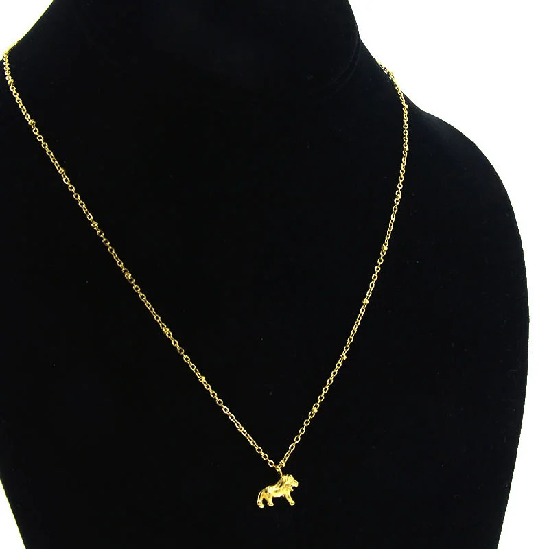 Collar Acero Inox Dorado Mini Leon Colgante Protector