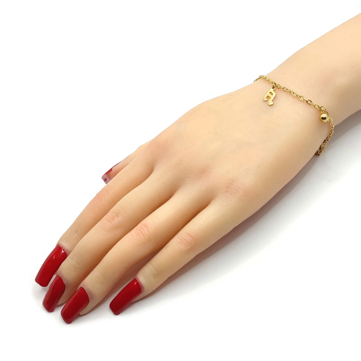 Pulsera Acero Dorado Colgantes Balines y Nota Musical