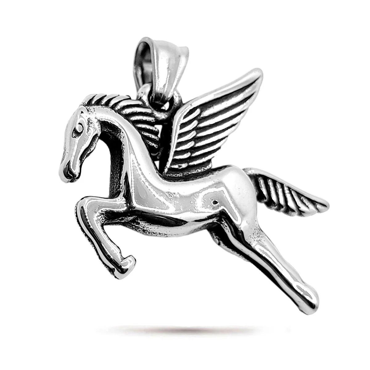 Dije Acero Inoxidable Plateado Caballo Pegaso Alas