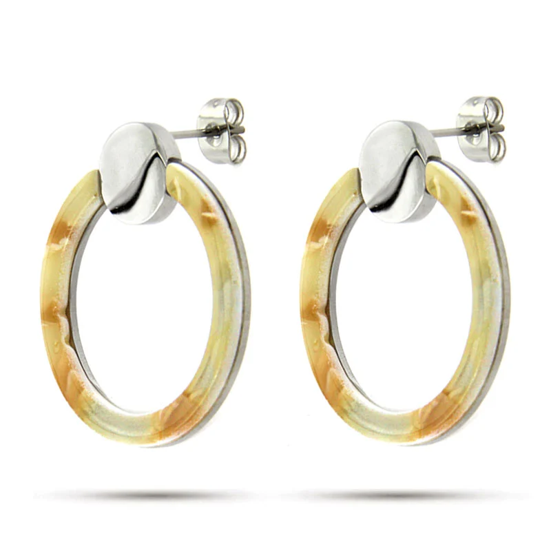 Aretes Acero Inox Plateado Bohemios Vintage Retro Resina