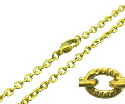 Cadena Delgada para Dije Acero Dorado Eslabón Estriado Larga