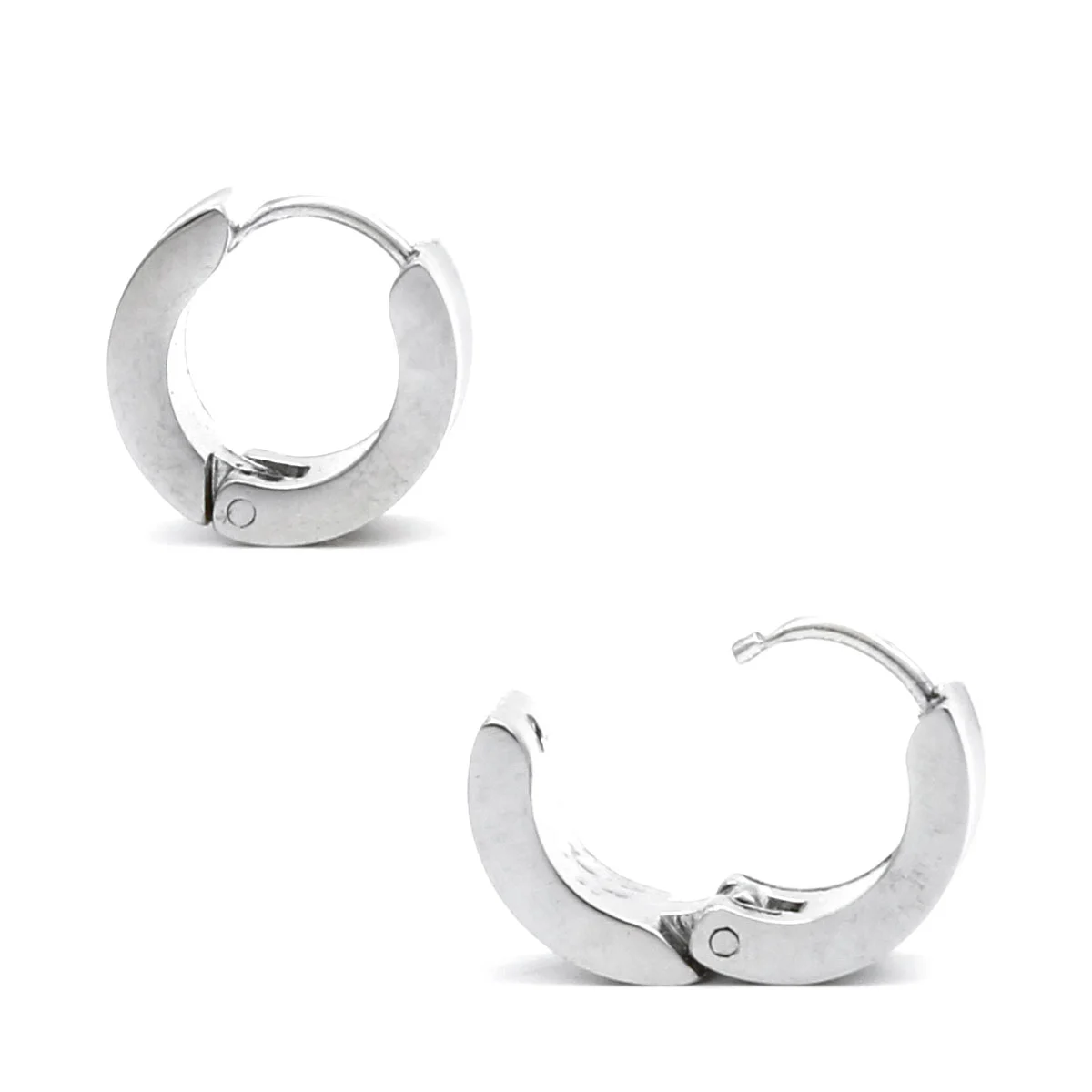 Aretes Tipo Huggies Acero Inox Plateado Arracadas Curvas
