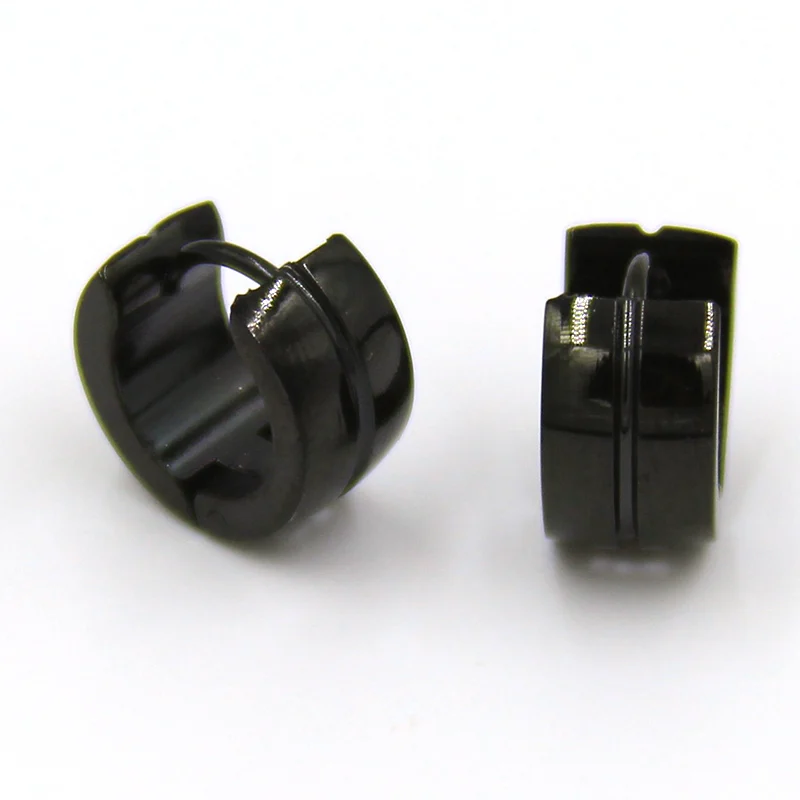 Aretes tipo Arracadas Acero Negro Dos Lineas