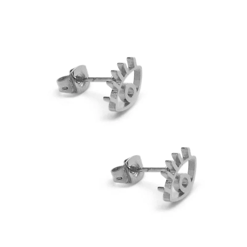 Set de Joyeria Acero Inox Plateado Contorno Ojos Pestañas