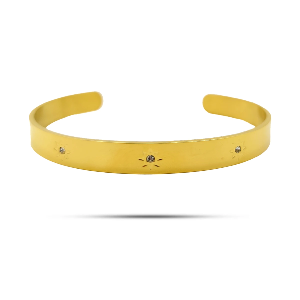 Pulsera Acero Brazalete Soles Cristales Centrales Ajustable