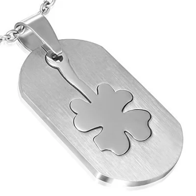 Dije de Acero Inox Diseño Trebol en Placa