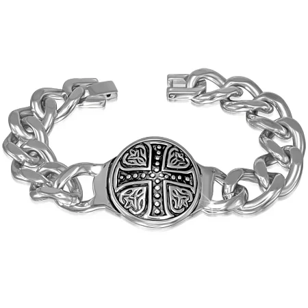 Pulsera Gruesa de Acero Inox Escudo Cruz Chopper