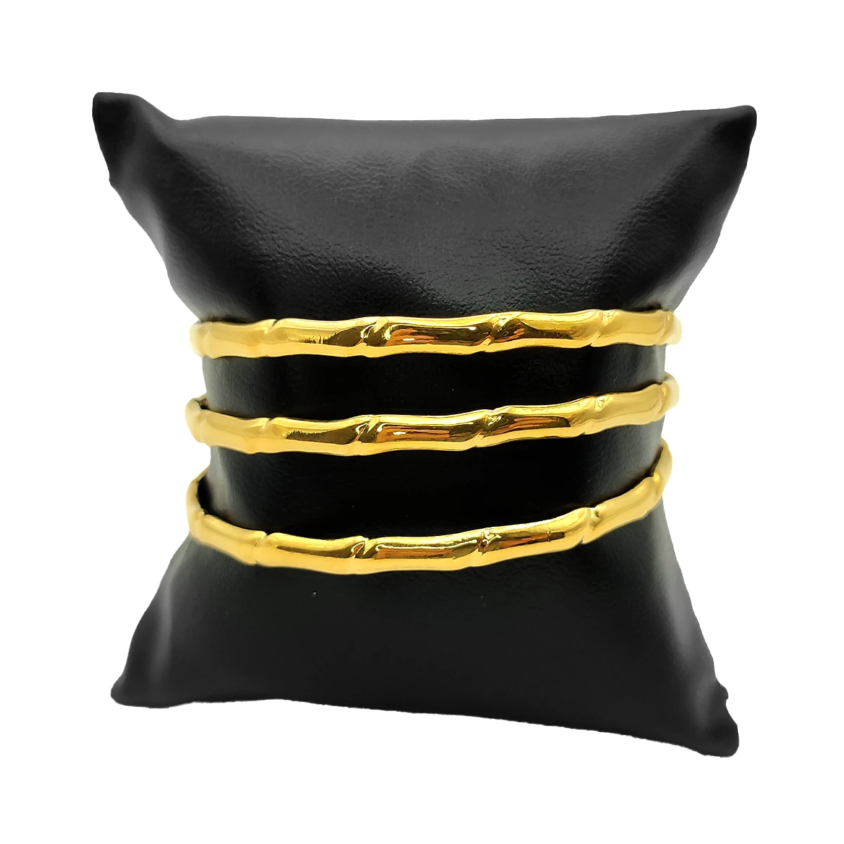 Pulsera Acero Dorado Brazalete Triple Lineas Irregulares