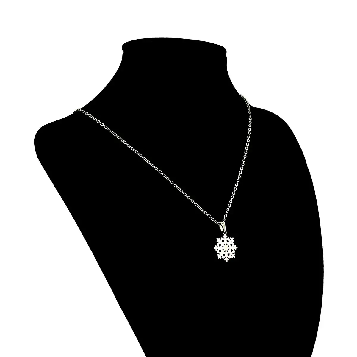 Set Joyeria Acero Inox Plateado Copo de Nieve Snowflake