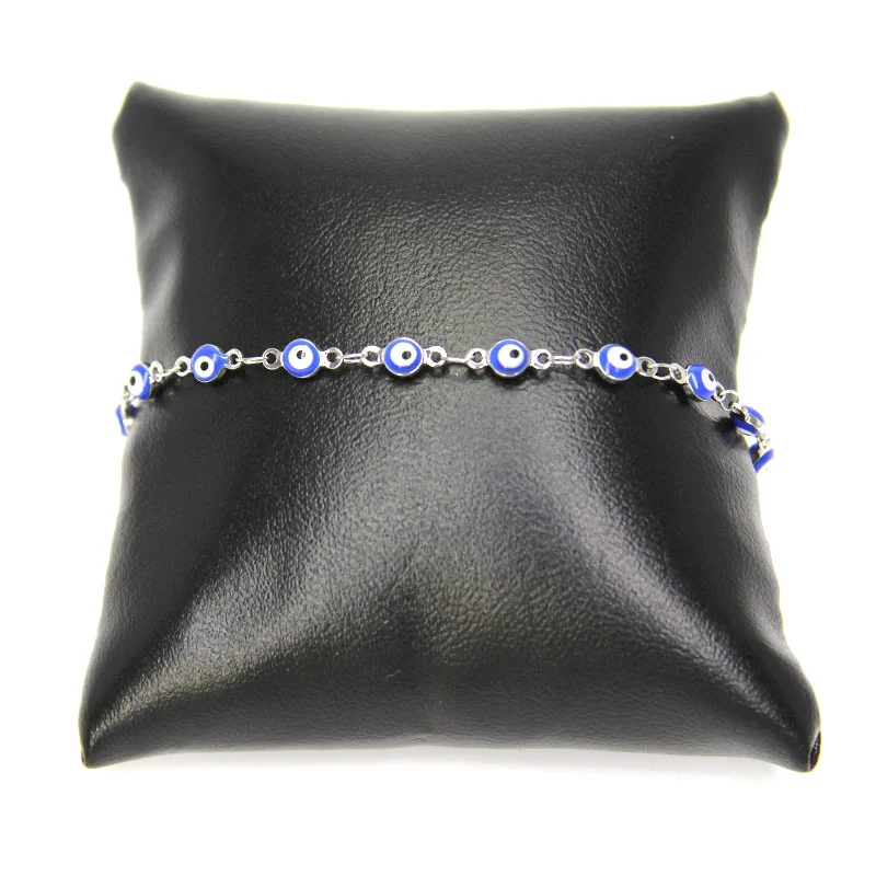 Pulsera Acero Plateado Ojo Turco Nazar 4 Mm Azul