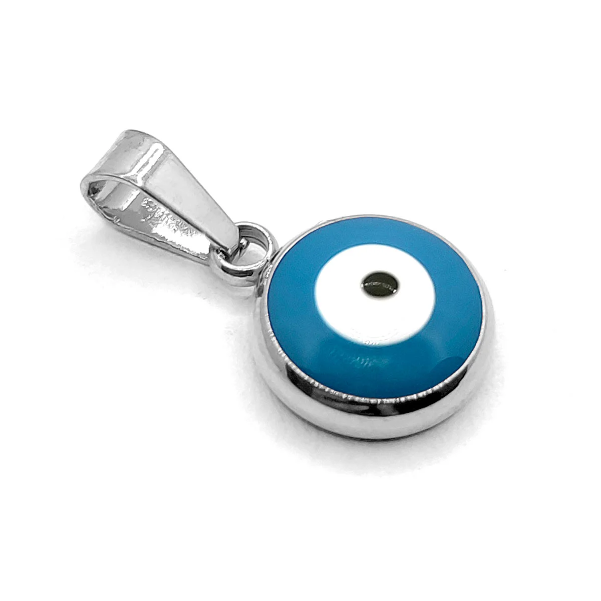 Dije Acero Inox Plateado Ojo Turco Nazar Azul Protección