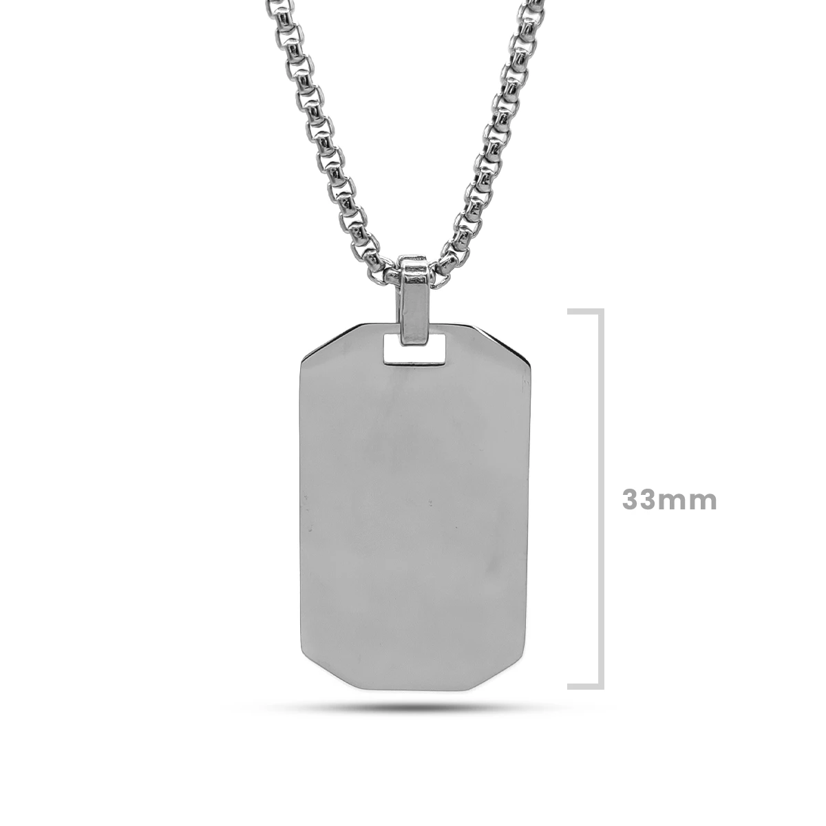 Collar Acero Placa Rectángular Esquinas Planas Para Grabado