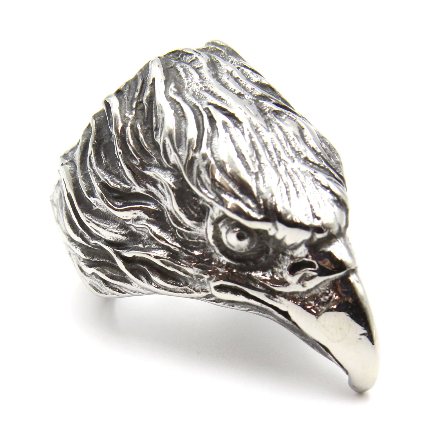 Anillo Acero Inoxidable Plateado Ave Halcon Cazador