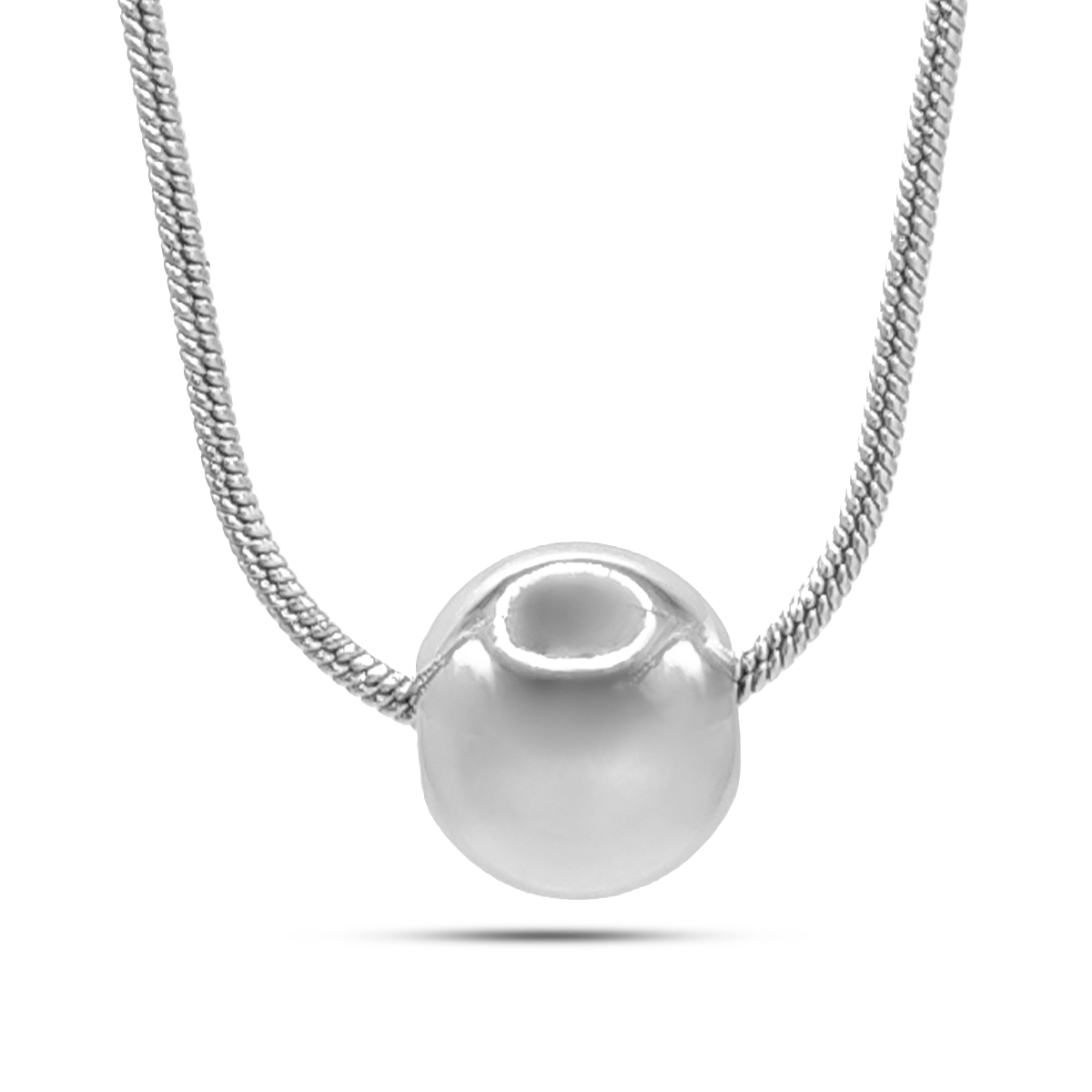 Collar Acero Inox Cola de Rata Delgada Balin Solitario