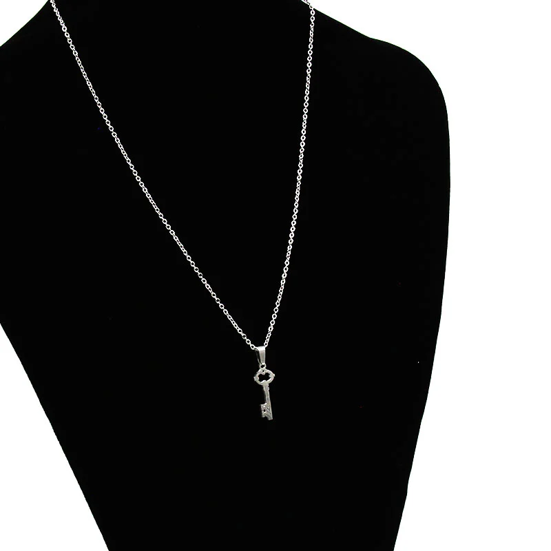 Set de Joyeria Acero Inoxidable Plateado Llave Antigua