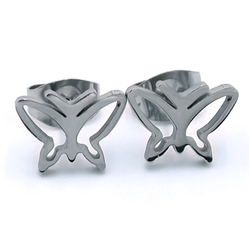 Aretes tipo Broquel Plateados Mariposa
