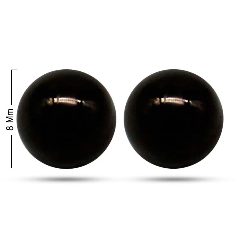 Aretes Tipo Broquel Acero Inoxidable Negro Esfera 8Mm