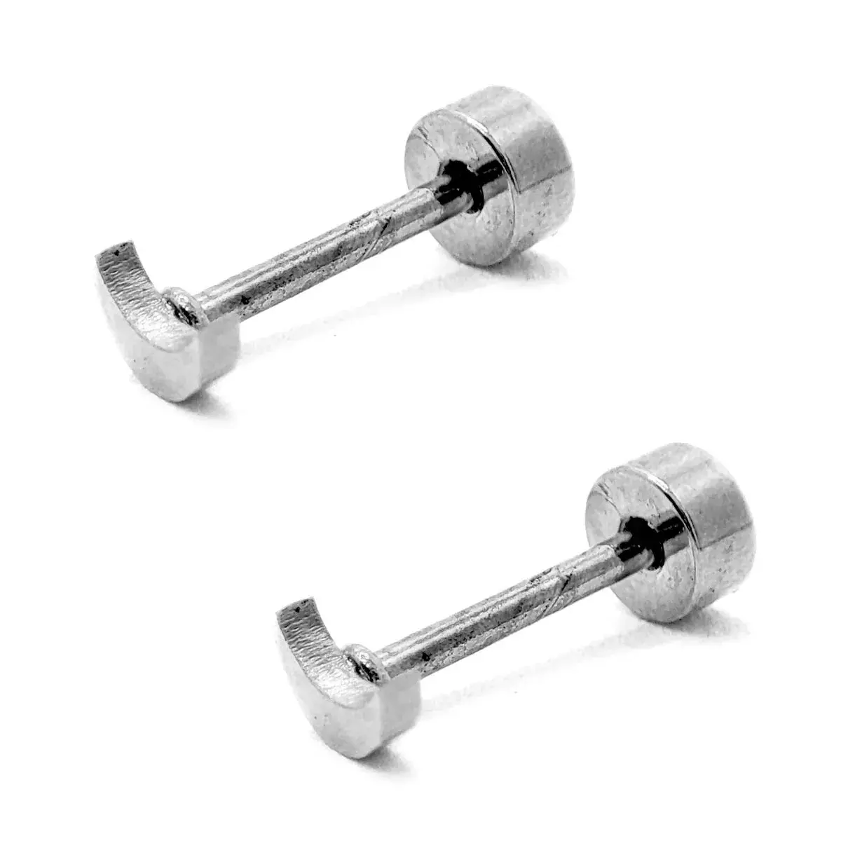 Set Aretes Acero Plateado Broquel Dormilon Luna Estrellas