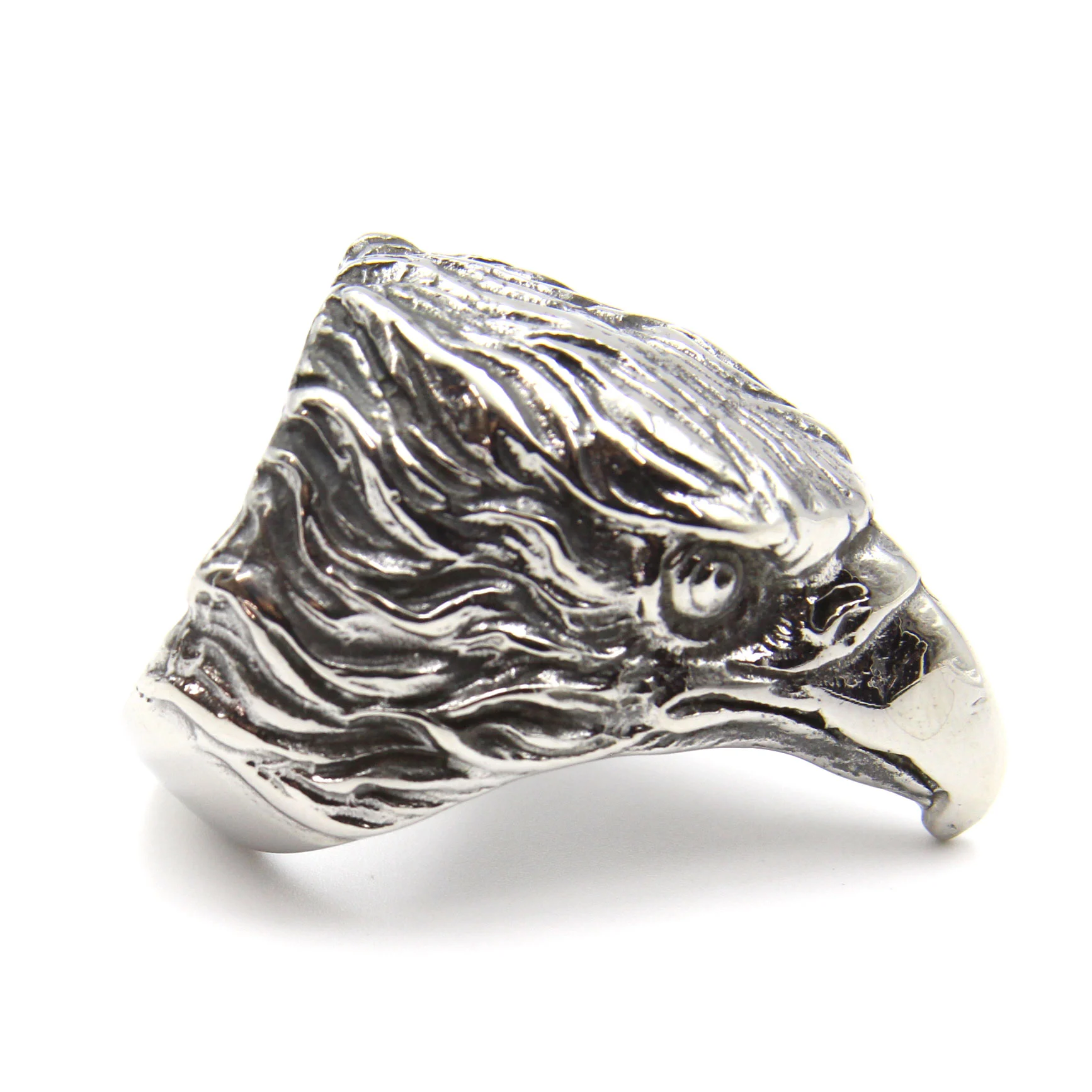 Anillo Acero Inoxidable Plateado Ave Halcon Cazador