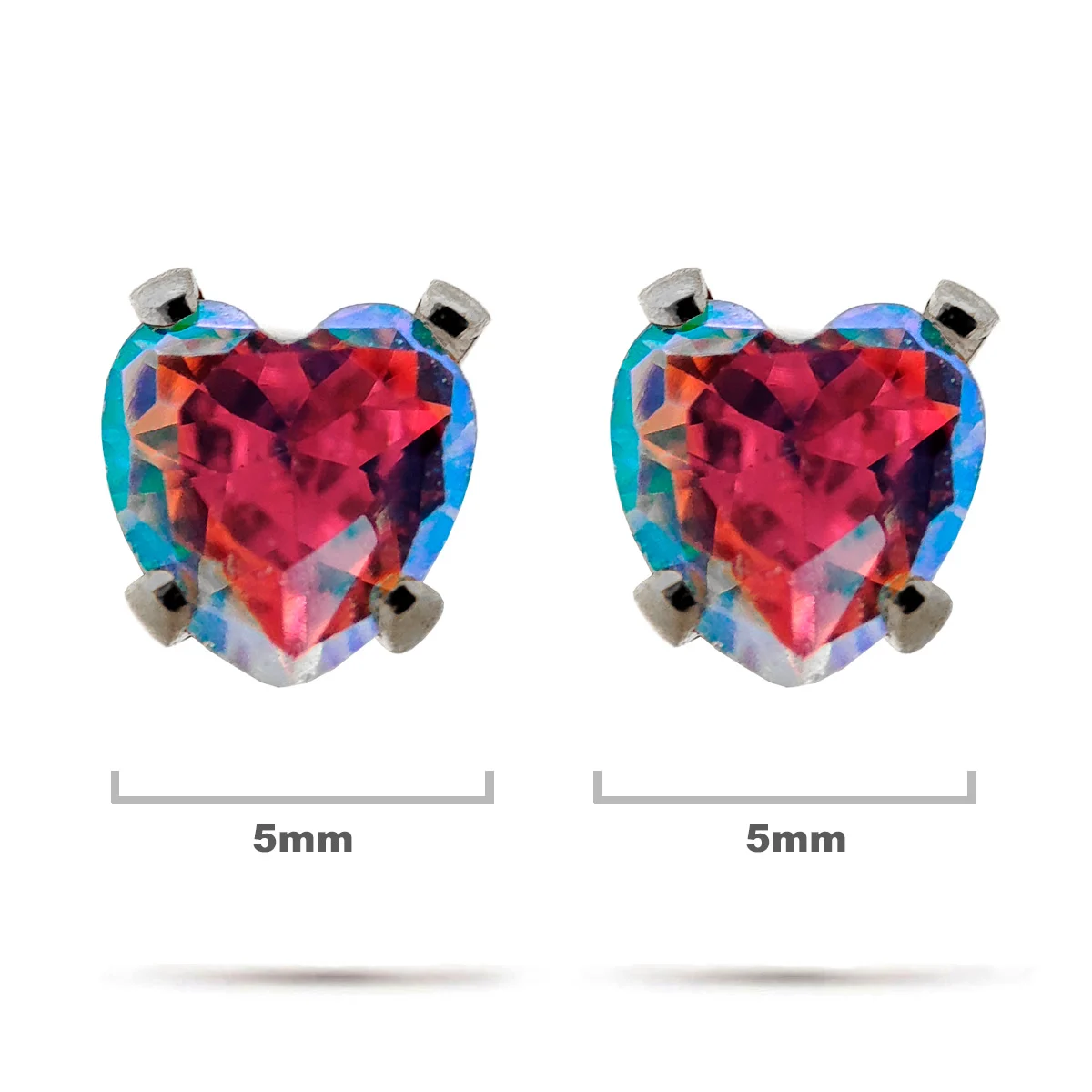 Aretes Acero Inox Plateado Tipo Broquel Corazon Tornasol