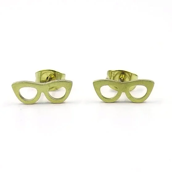 Aretes Tipo Broquel Acero Dorado Lentes de Sol