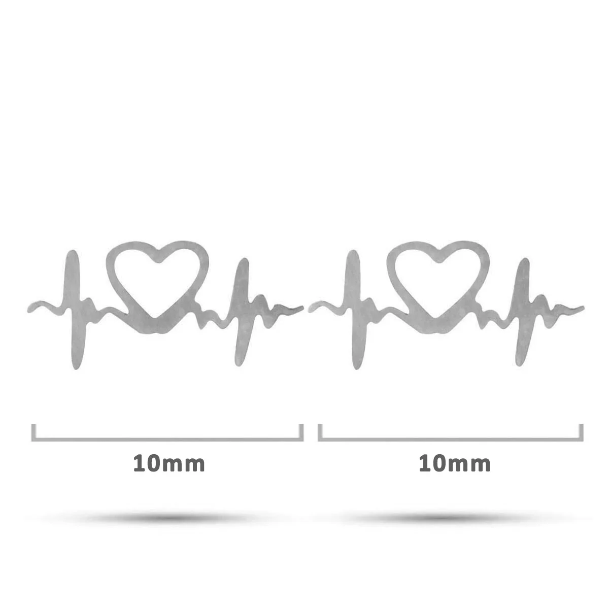 Aretes Tipo Broquel Acero Plateado Corazon Ritmo Cardiaco