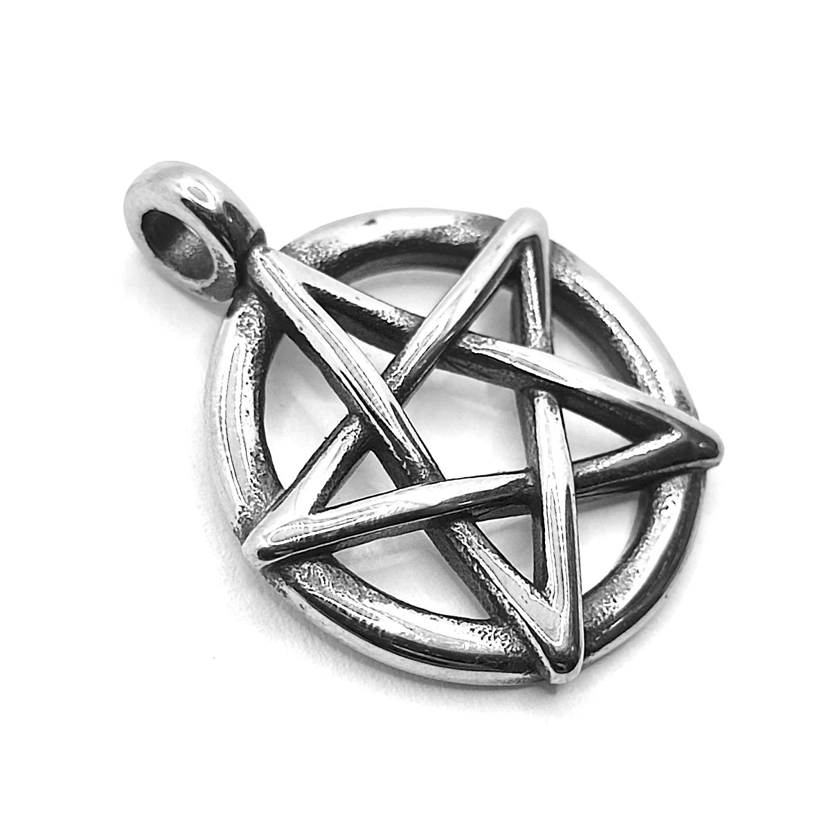 Dije Acero Plateado Pentagrama Invertido Estrella 5 Picos